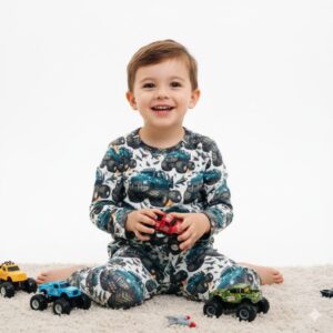 ست بلوزشلوار تمام چاپ طرح ماشین غول پیکر p056